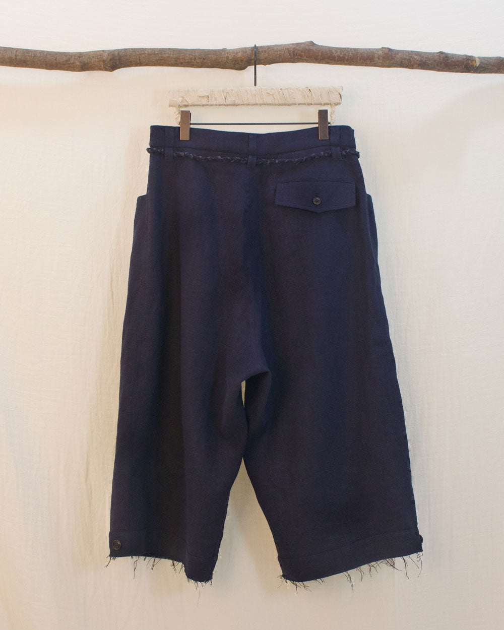 Braid Belted Crop Pants (Navy)