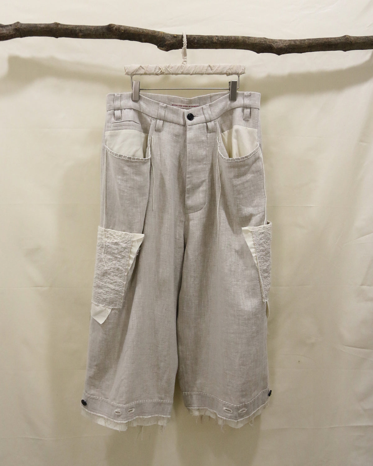 AUROKAWA Cross Stitch Crop Pants Natural front