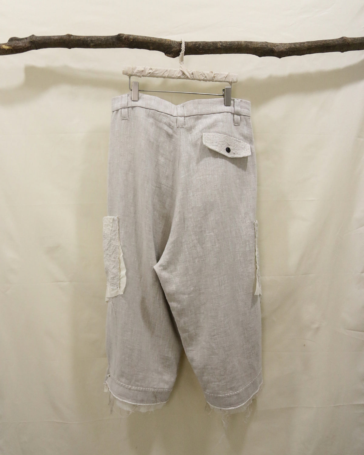AUROKAWA Cross Stitch Crop Pants Natural back