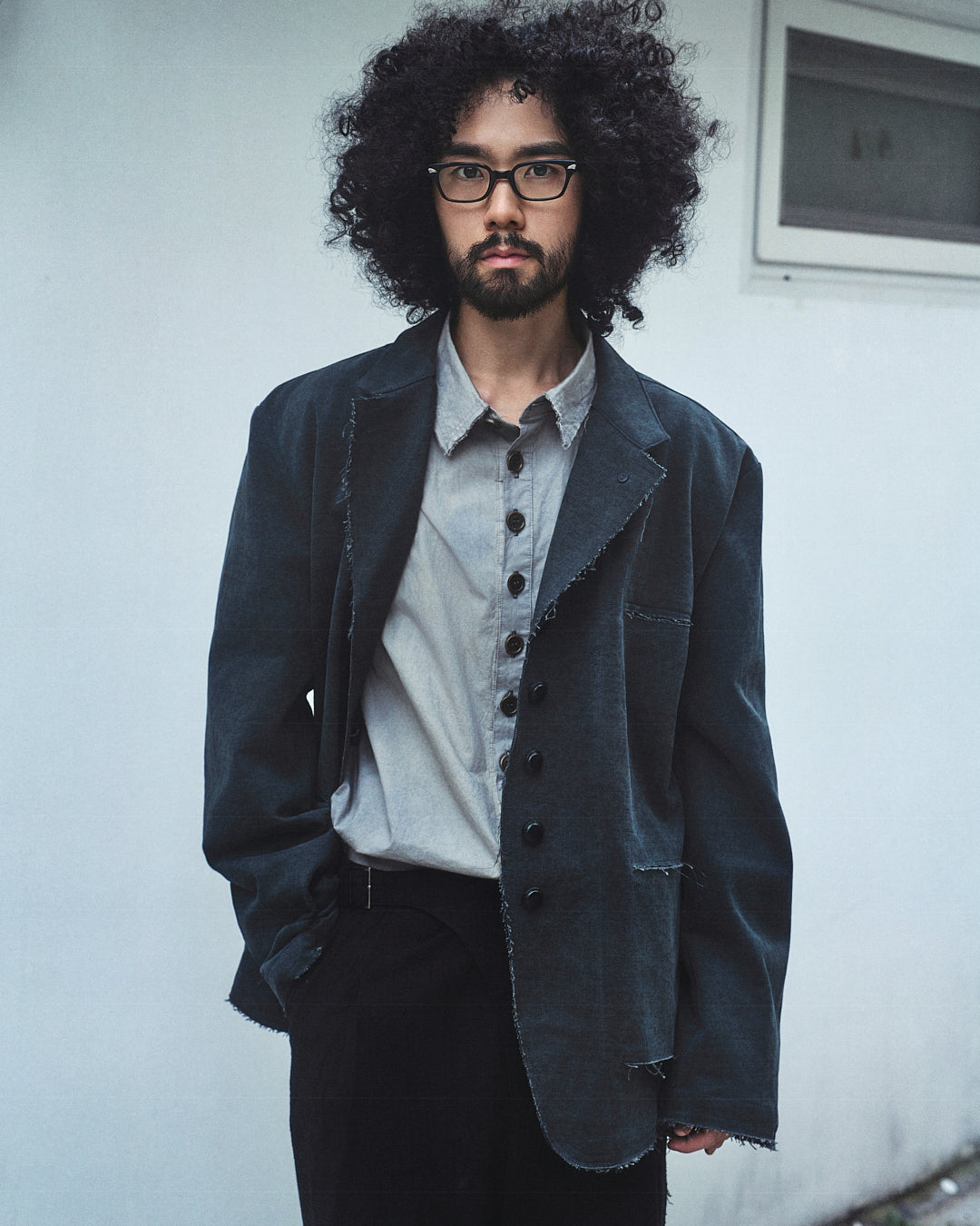 Frayed Washed Origin Jacket (Faded Charcoal)