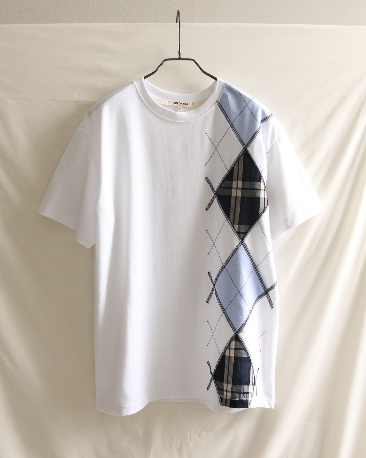 AUROKAWA Rustic Argyle Tee White front