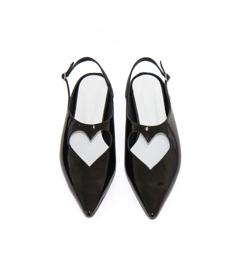 MOORE Heart Slingback Sandals Black
