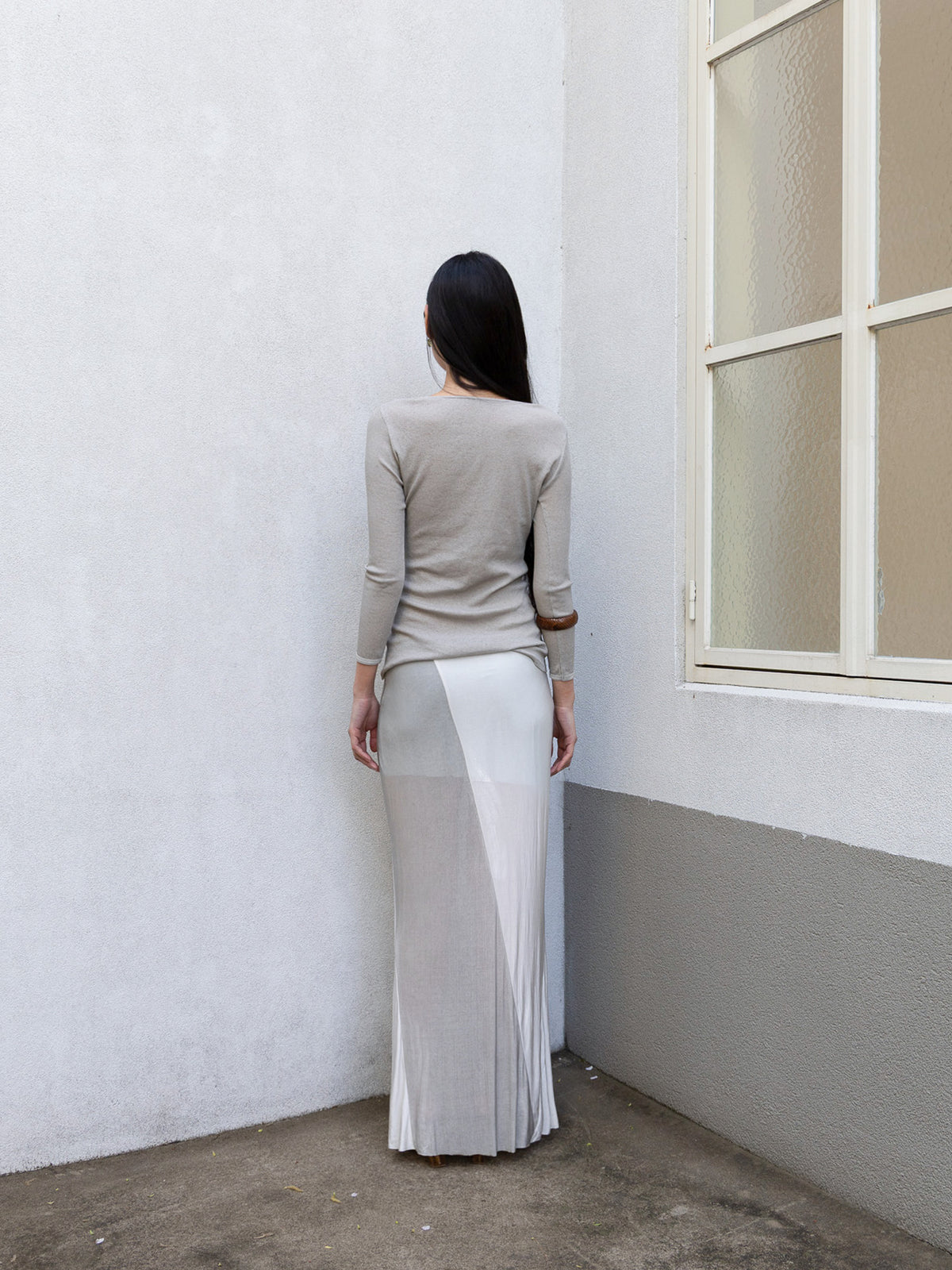 PERSONAL LANGUAGE Drop skirt II Ice grey/white back