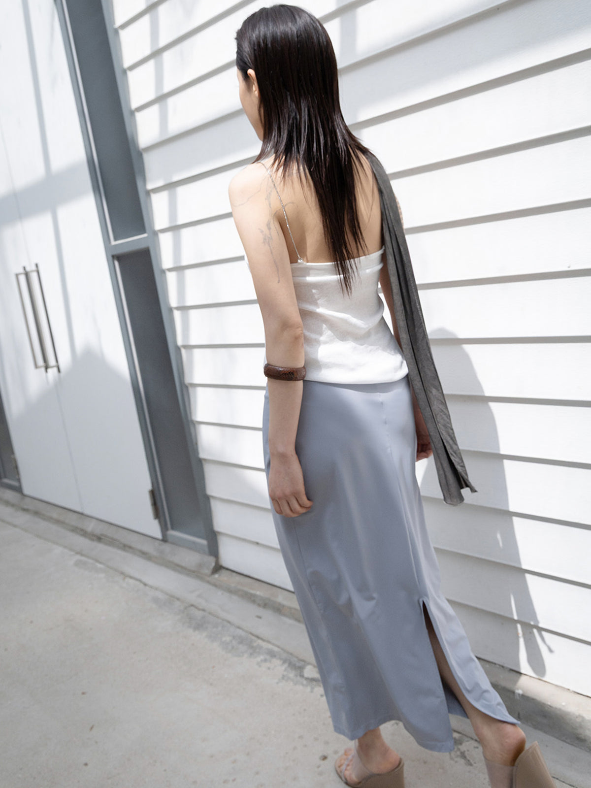PERSONAL LANGUAGE Floating skirt Muted blue styled