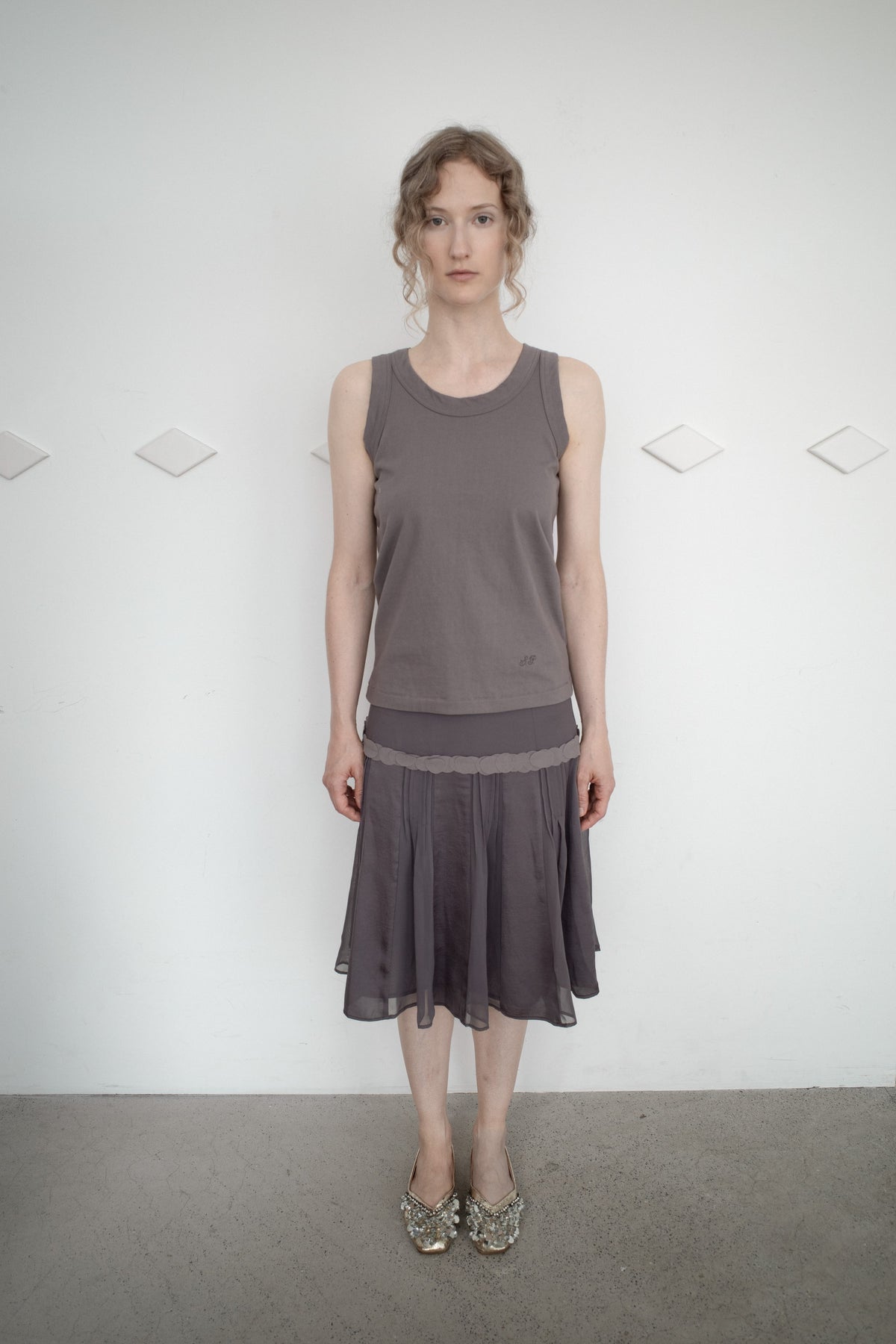 SANKOFA PUELLA ORB APPLIQUE SKIRT — Charcoal