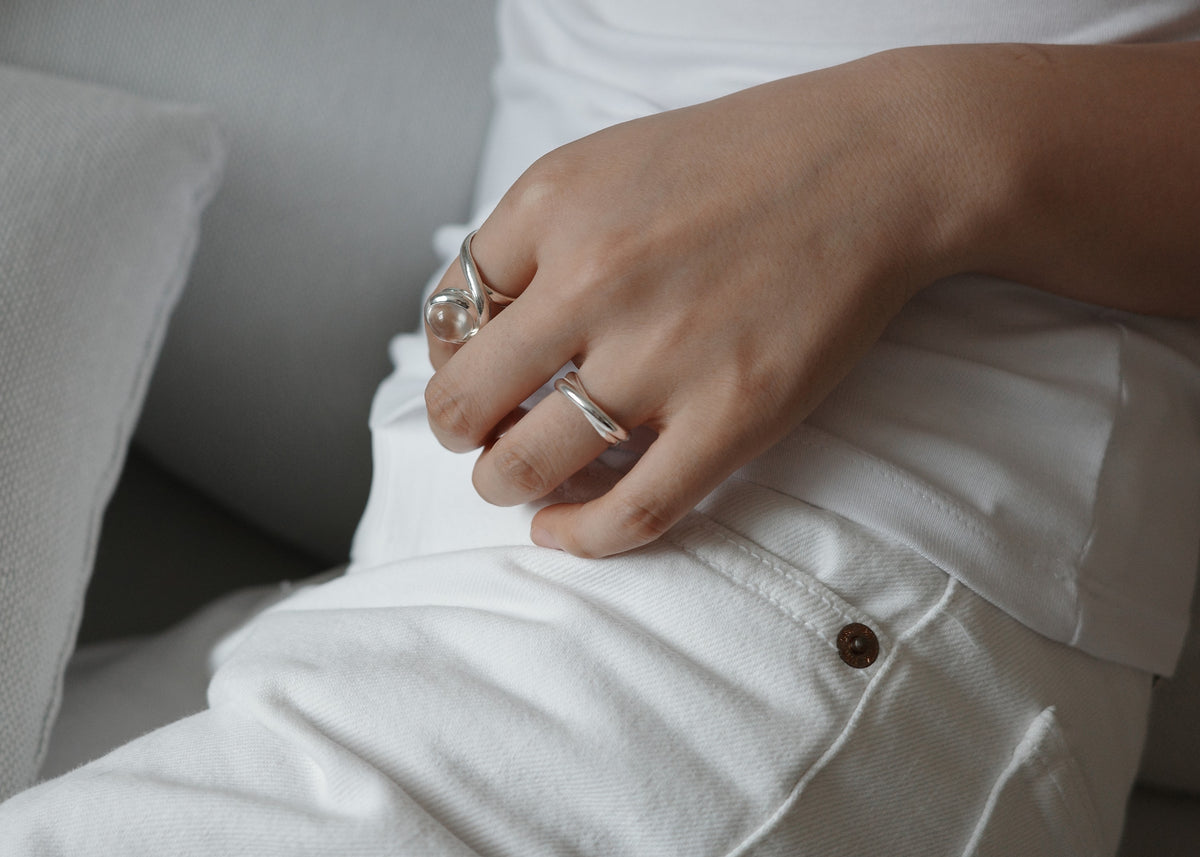 SENSE OPTIC LABYRINTH RING — Silver