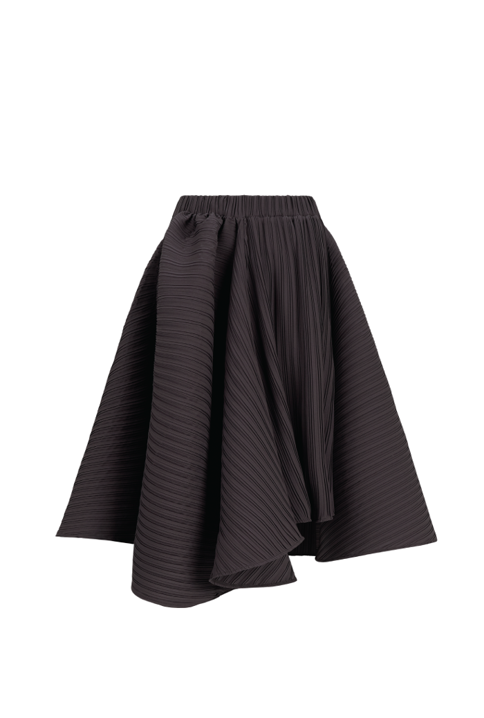 THYSEOUL Unbalance Midi Skirt (Cocoa) — cocoa