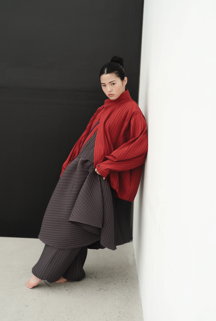 THYSEOUL Unbalance Midi Skirt (Cocoa) — cocoa