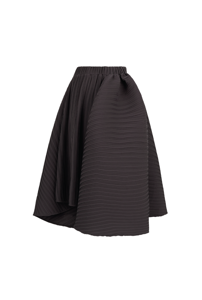 THYSEOUL Unbalance Midi Skirt (Cocoa) — cocoa