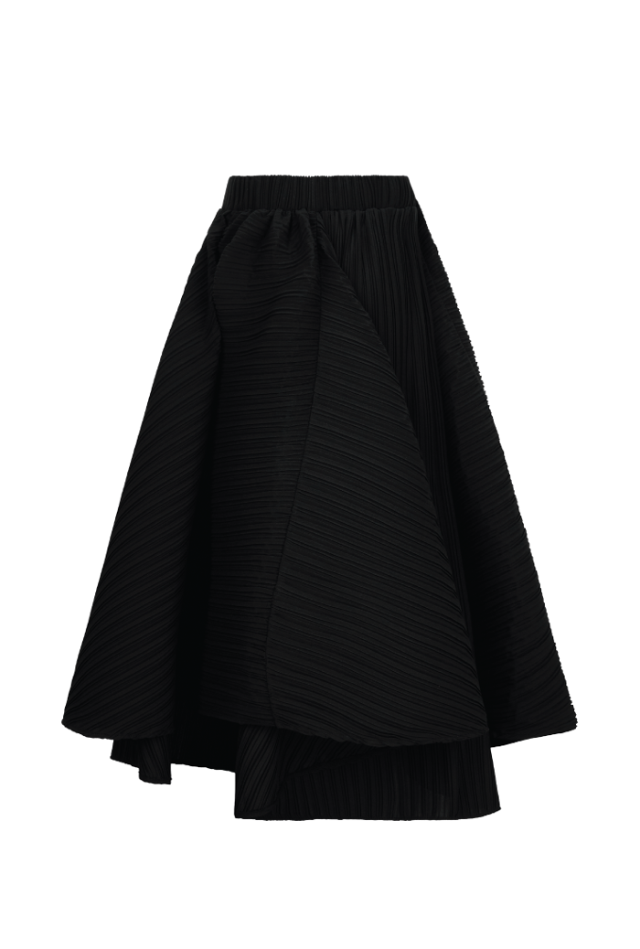 THY SEOUL Unbalance Skirt Black