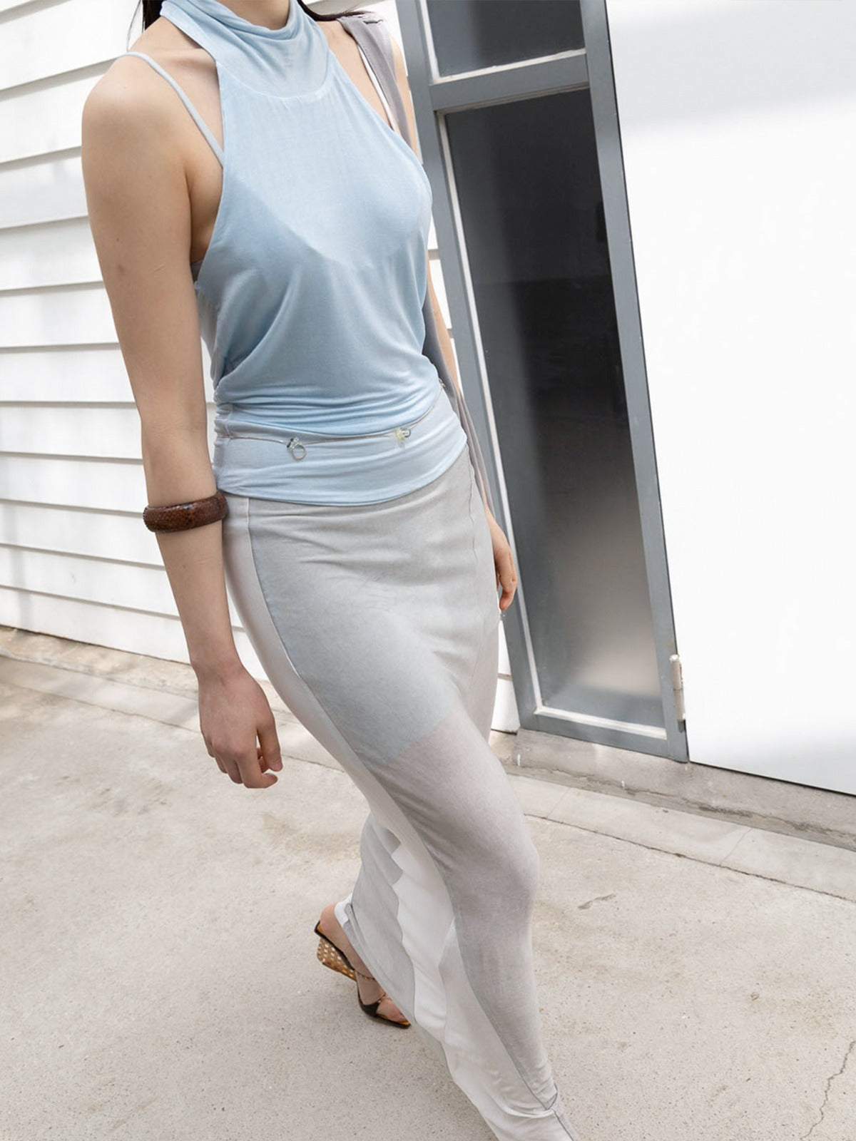 PERSONAL LANGUAGE Block scarf halter Glacier walking