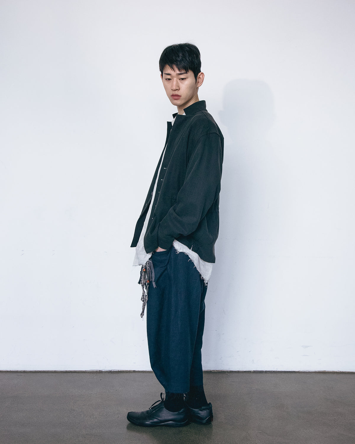 Braid Belted Crop Pants (Navy)