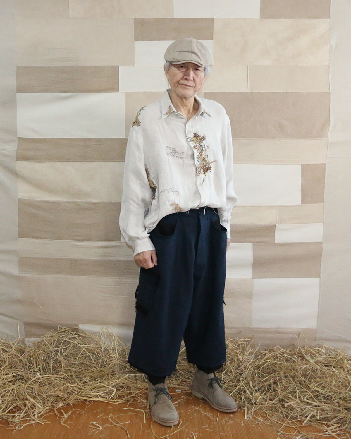 Cross Stitch Crop Pants (Navy)