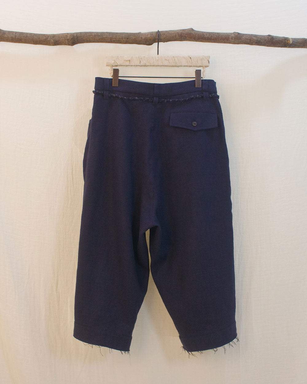 Braid Belted Crop Pants (Navy)