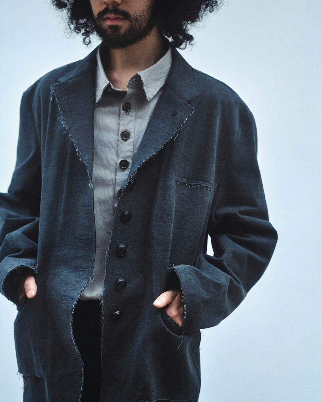 Frayed Washed Origin Jacket (Faded Charcoal)