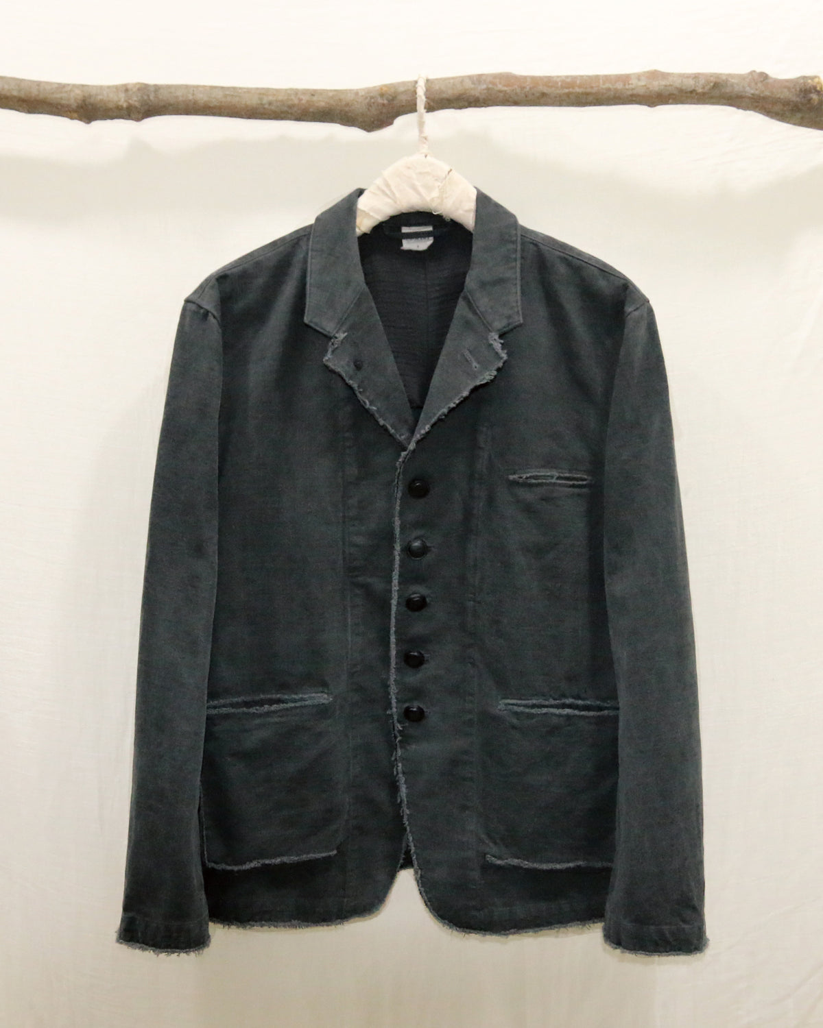 AUROKAWA Frayed Washed Origin Jacket Charcoal front