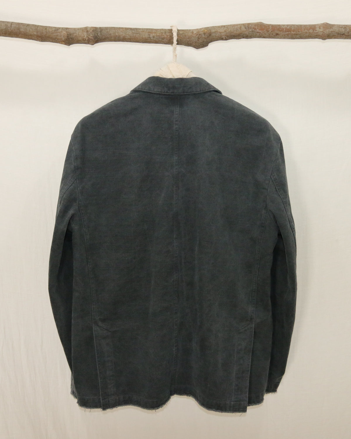 AUROKAWA Frayed Washed Origin Jacket Charcoal back