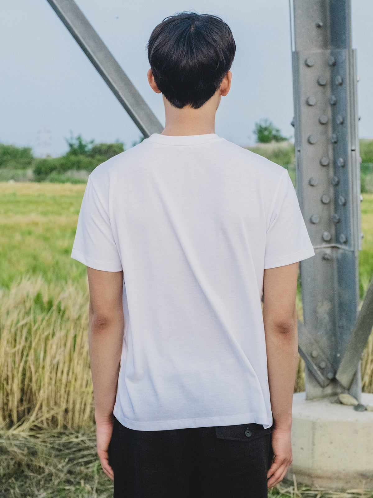 AUROKAWA Rustic Argyle Tee — White