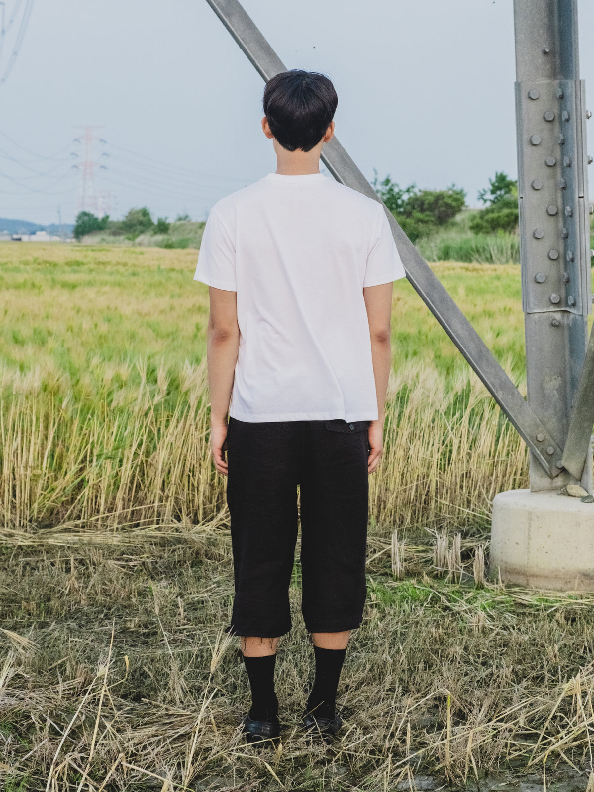 AUROKAWA Rustic Argyle Tee — White