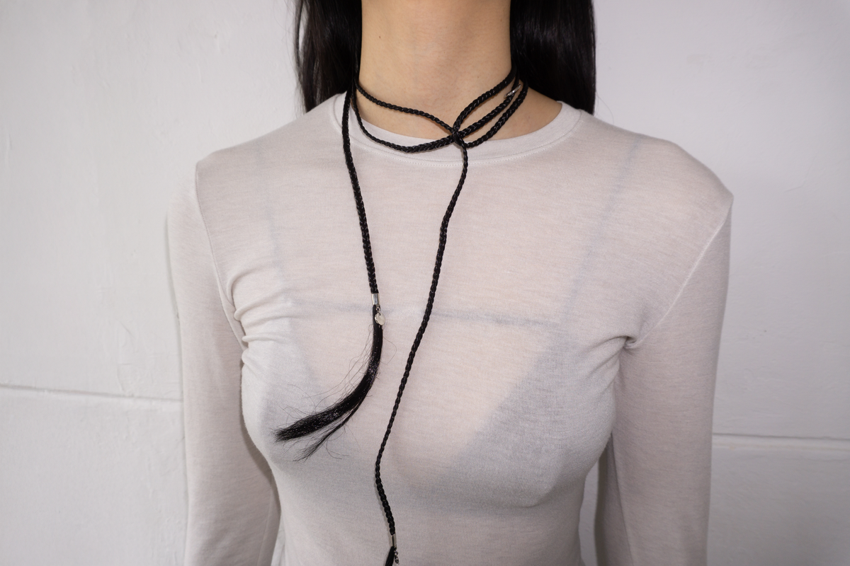 REAL HAIRY SCARF BLACK LONG