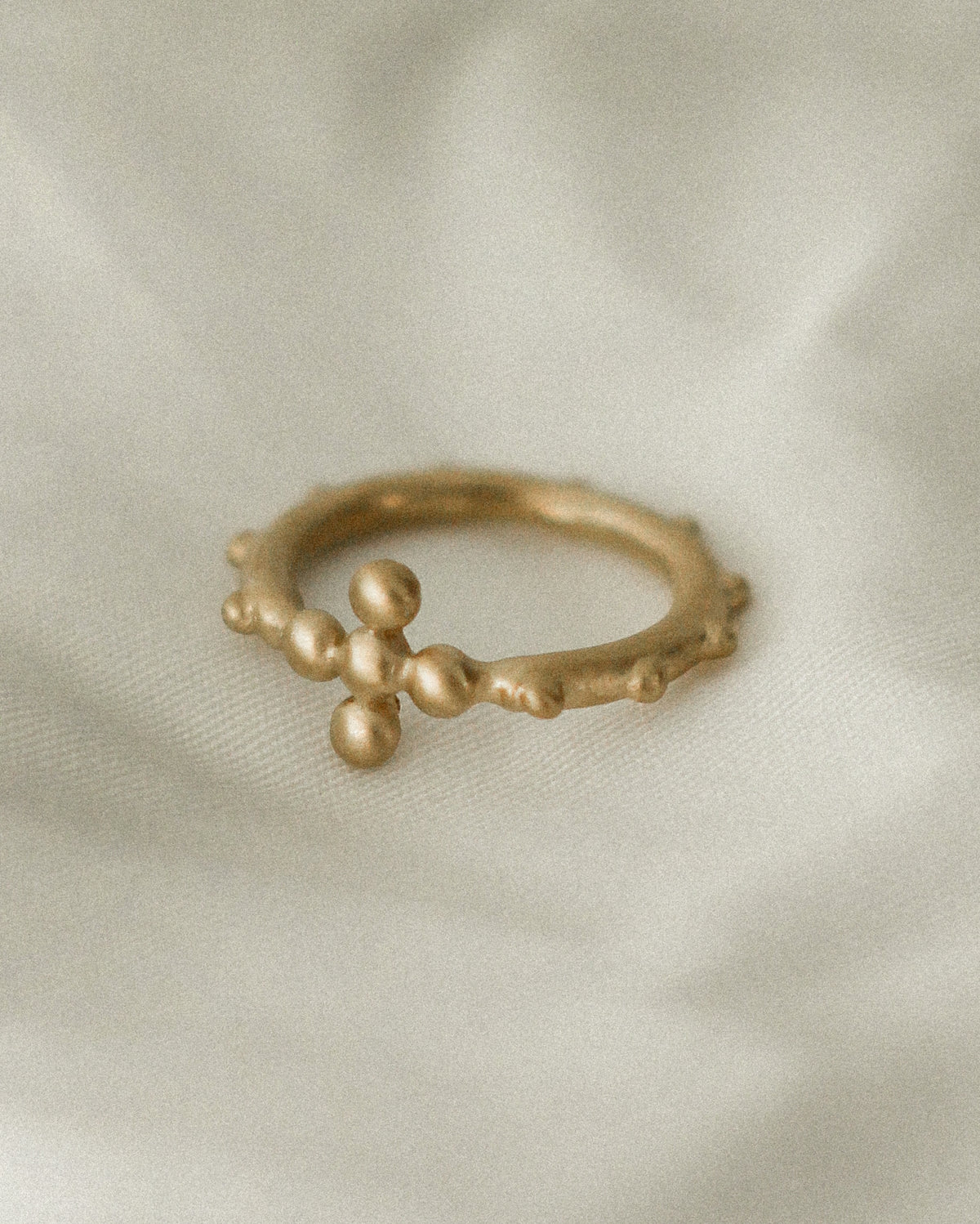 HOUSE OF SHIFFON ROSARY RING IN GOLD