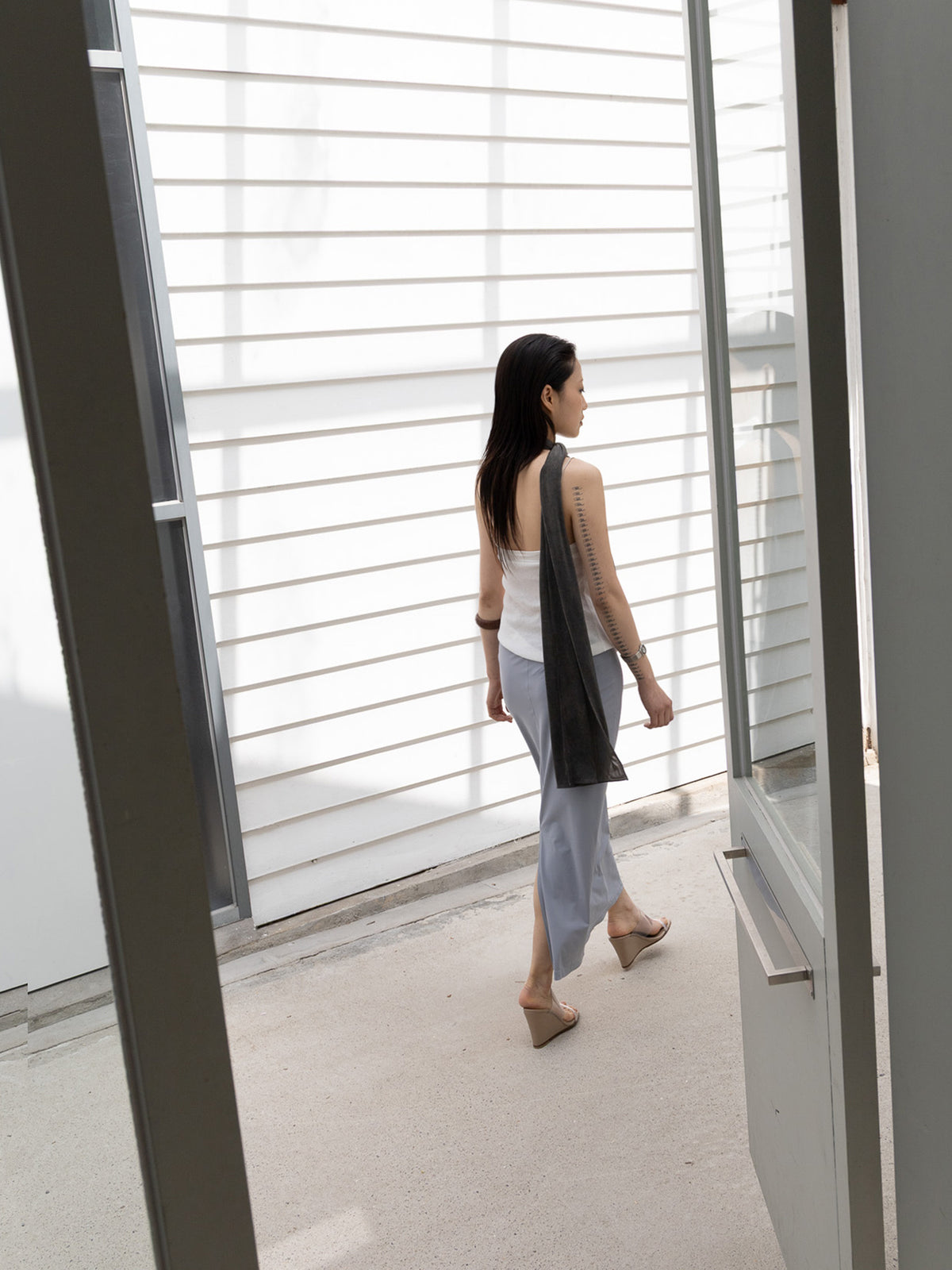 PERSONAL LANGUAGE Floating skirt Muted blue window