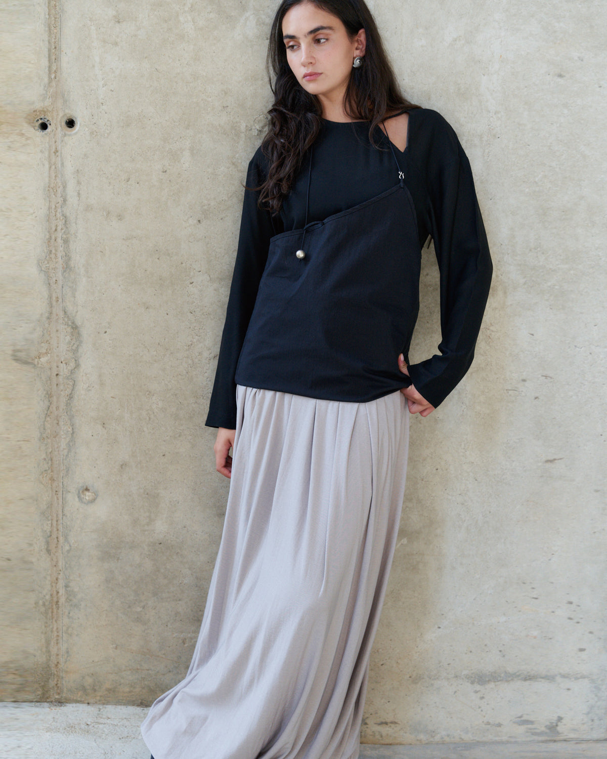 PERSONAL LANGUAGE Pulley dress Black layered