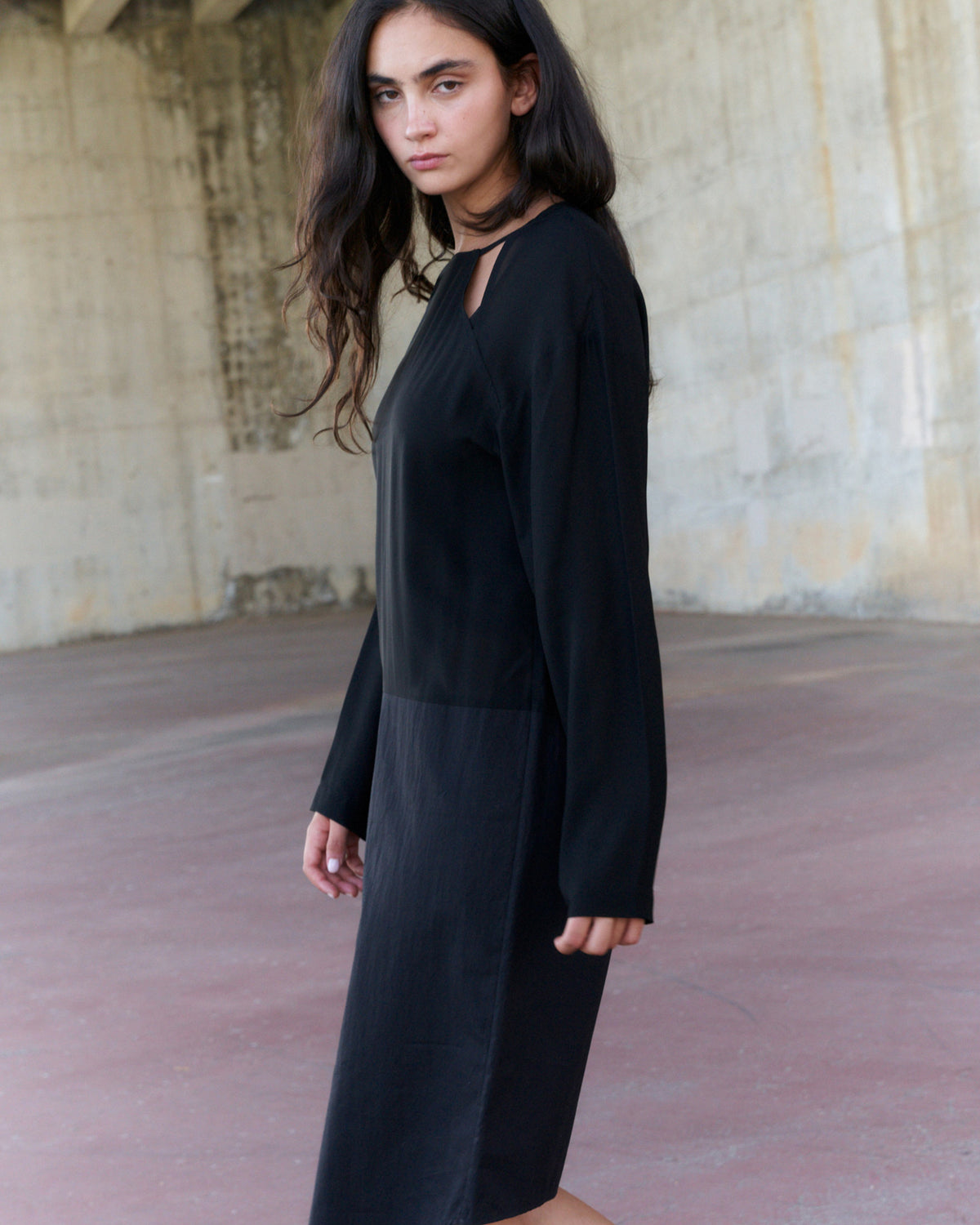 PERSONAL LANGUAGE Pulley dress Black full length