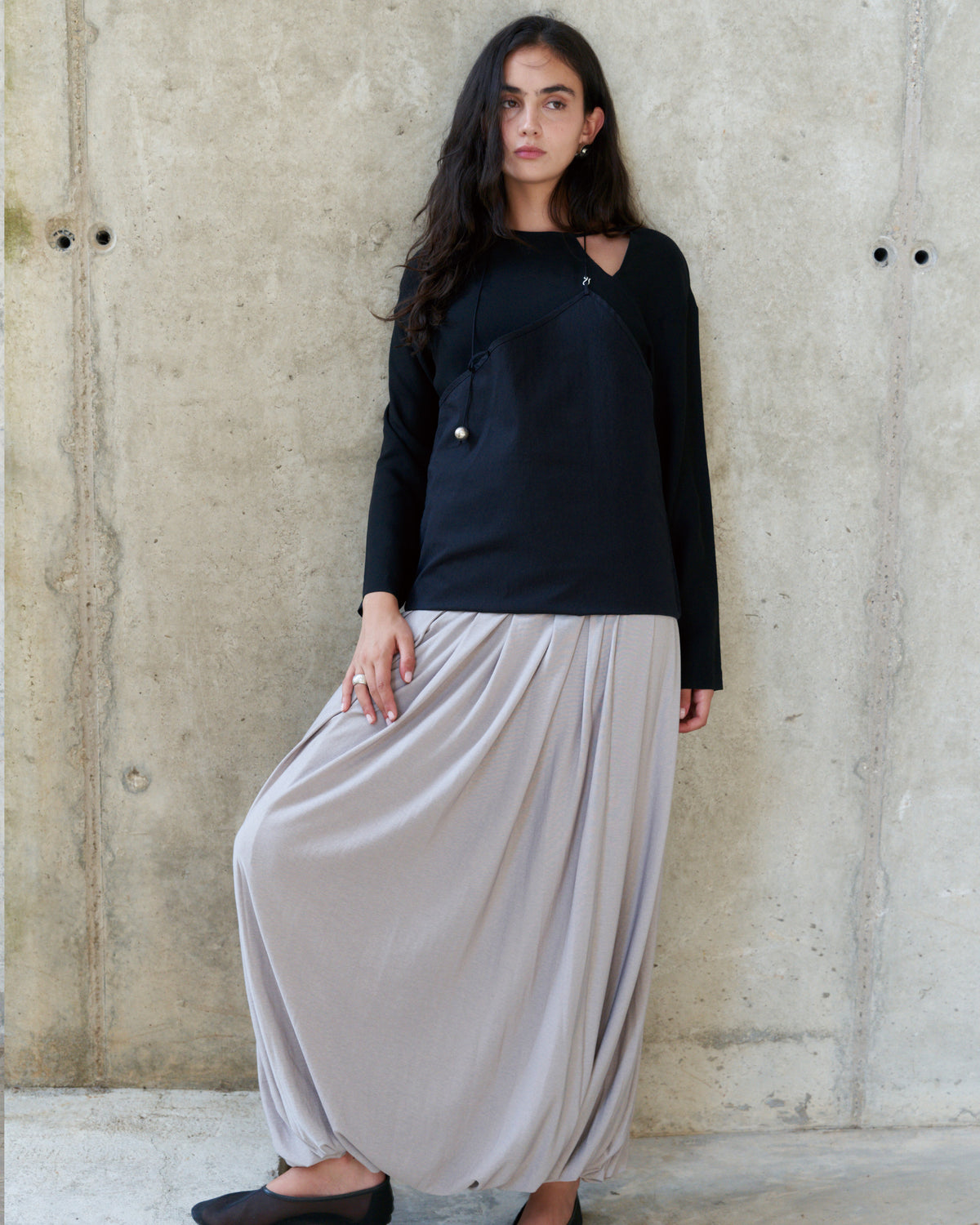 PERSONAL LANGUAGE Pulley dress Black worn as top