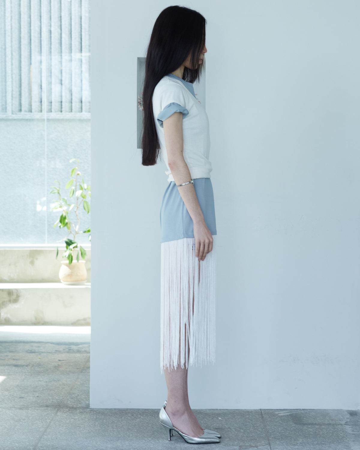 PERSONAL LANGUAGE Shale dress Dusty blue side
