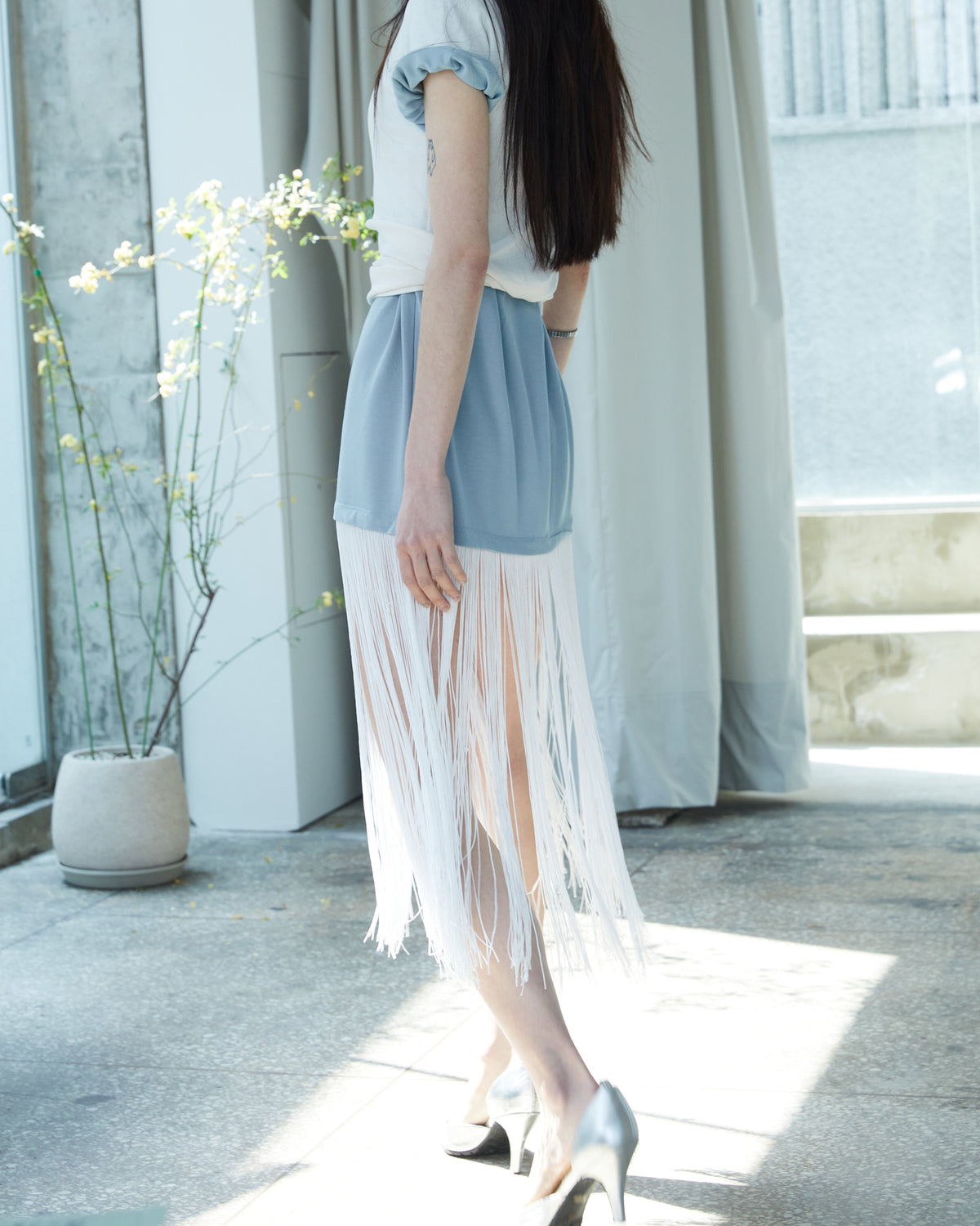 PERSONAL LANGUAGE Shale dress Dusty blue movement