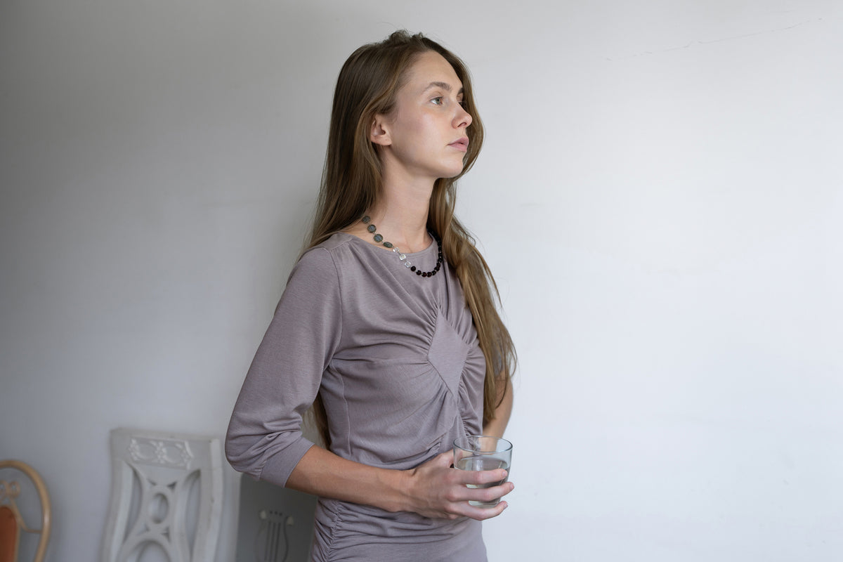 EARLY EVENING DRESS (Mauve Brown)