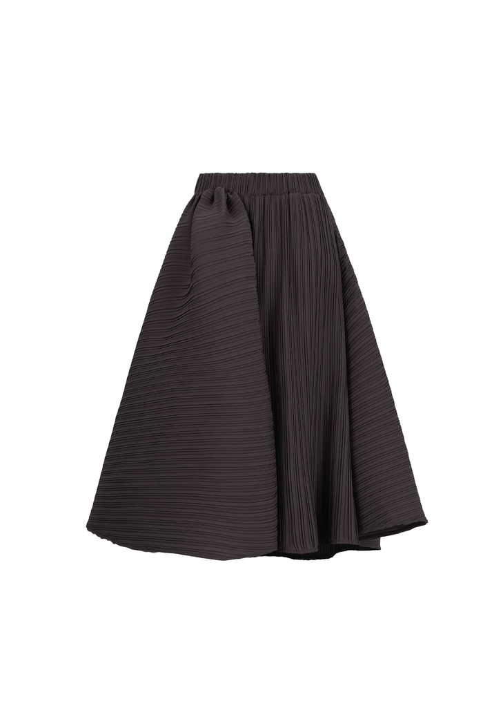 THYSEOUL Unbalance Midi Skirt (Cocoa) — cocoa