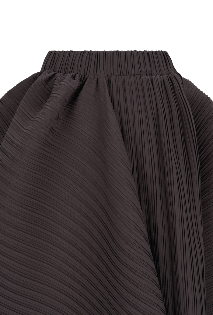 THYSEOUL Unbalance Midi Skirt (Cocoa) — cocoa